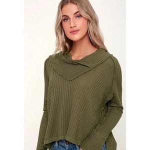 We the Free | Free People | Wildcat Olive Green Thermal Long Sleeve Slouchy Top